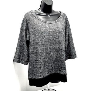 Victoria’s Secret Short Sleeve Scoop Neck Gray Metallic Oversized Top Size XS